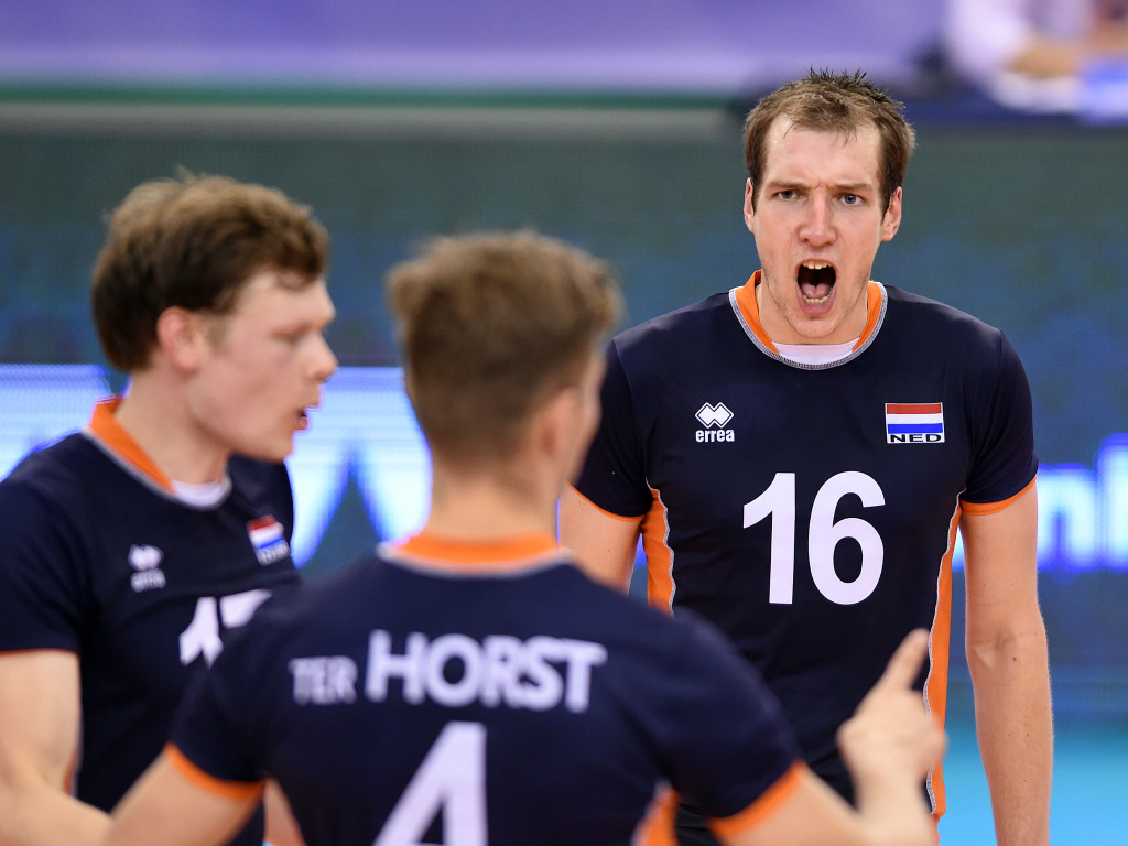 Netherlands' Wouter Ter Maat celebrate during the match against Turkey